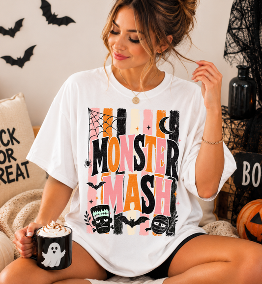 Monster Mash Retro Halloween Graphic Tee | Cute Boutique Fall Shirt for Women
