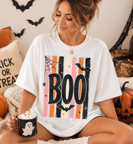Retro BOO Halloween Graphic Tee | Cute Spooky Season Shirt for Women | Boutique Fall T-Shirt