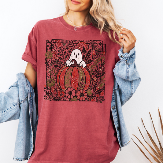 Fall Pumpkin Vintage Ghost Graphic Tee