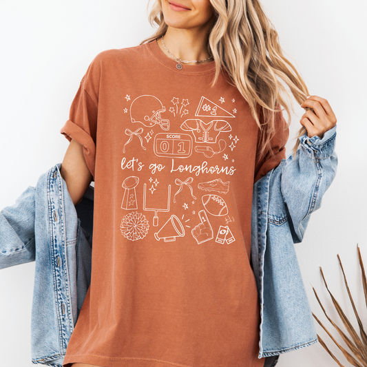 Lets Go Longhorns Football Graphic Tee