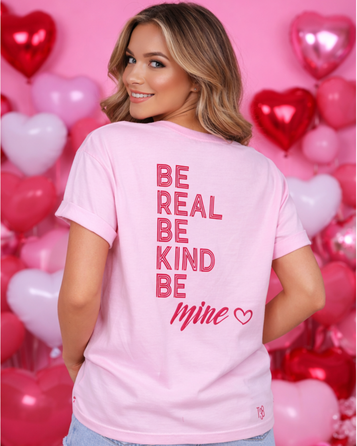Be Real Be Kind Be Mine Puff Print Graphic Tee