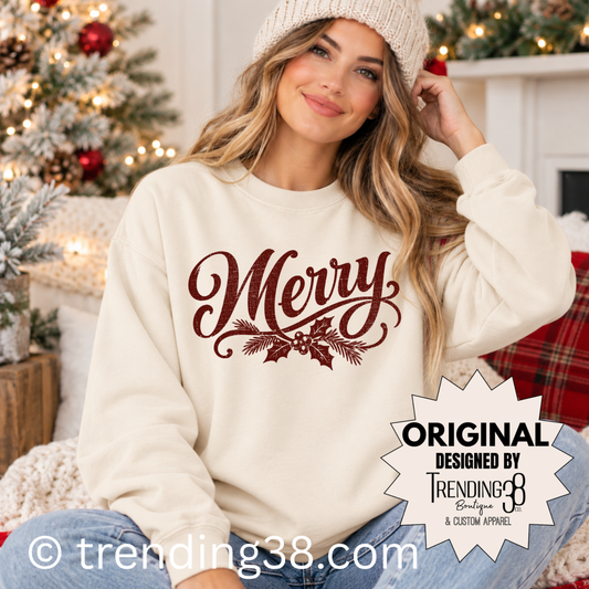 Vintage Merry Christmas Sweatshirt | Comfort Colors Crewneck