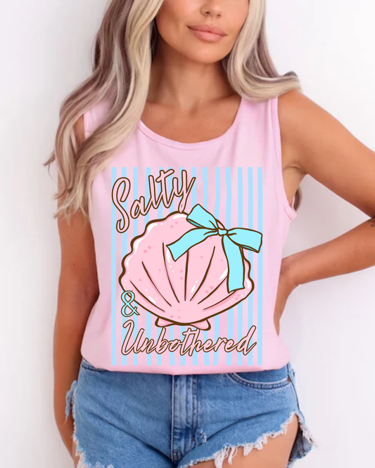 Salty and Unbothered Tank Top, Comfort Colors Tank, Beach Tank Top, Summer Graphic Tank, Vacation Shirt, Coastal Vibes Tee, Trendy Women's Tank