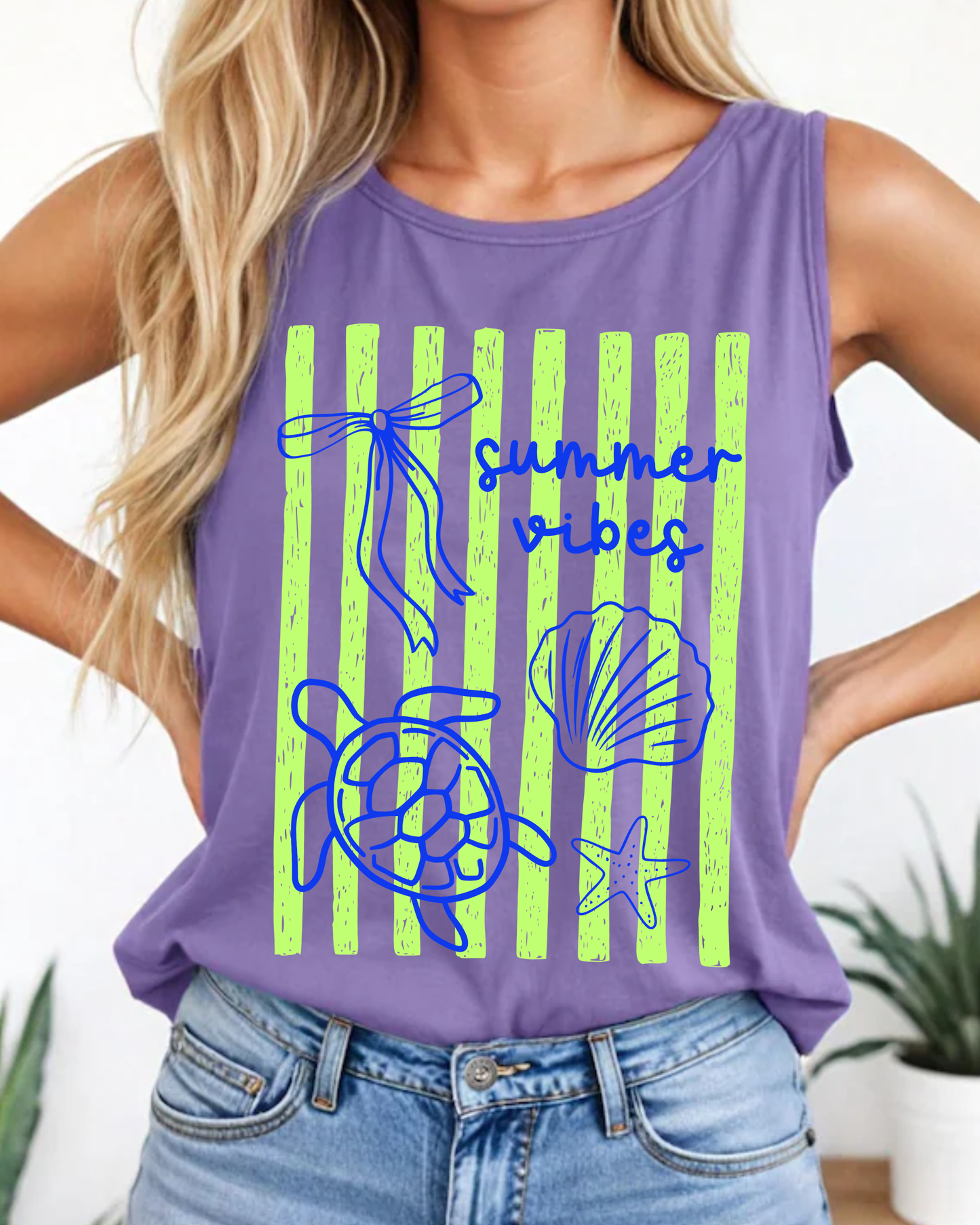 Summer Vibes Tank Top, Comfort Colors Tank, Beach Tank Top, Cute Summer Shirt, Vacation Tank, Coastal Graphic Tank, Trendy Women's Tank