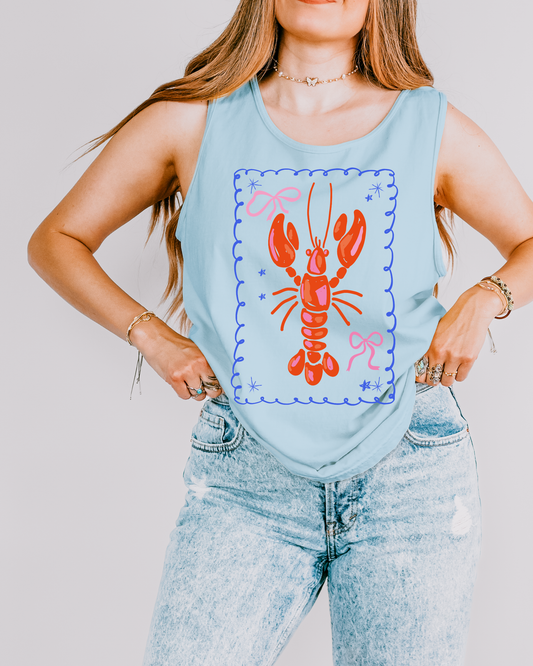 Summer Lobster Tank Top, Comfort Colors Tank, Coastal Graphic Tank, Beach Tank Top, Nautical Shirt, Vacation Tank, Preppy Summer Top