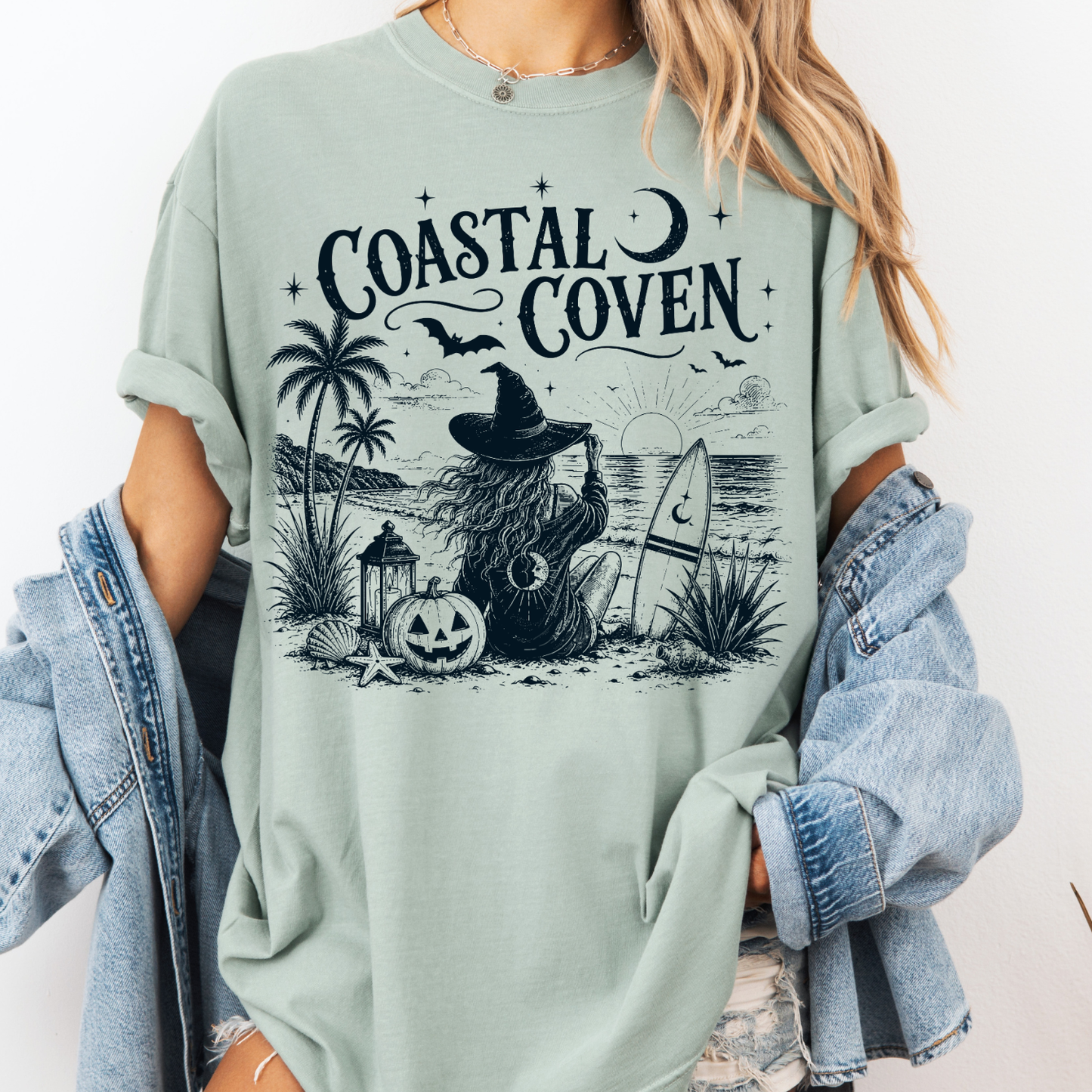 Coastal Coven Halloween Shirt | Coastal Witch Tee | Beach Halloween Shirt | Spooky Beach Graphic Tee | Witchy Fall Shirt for Women