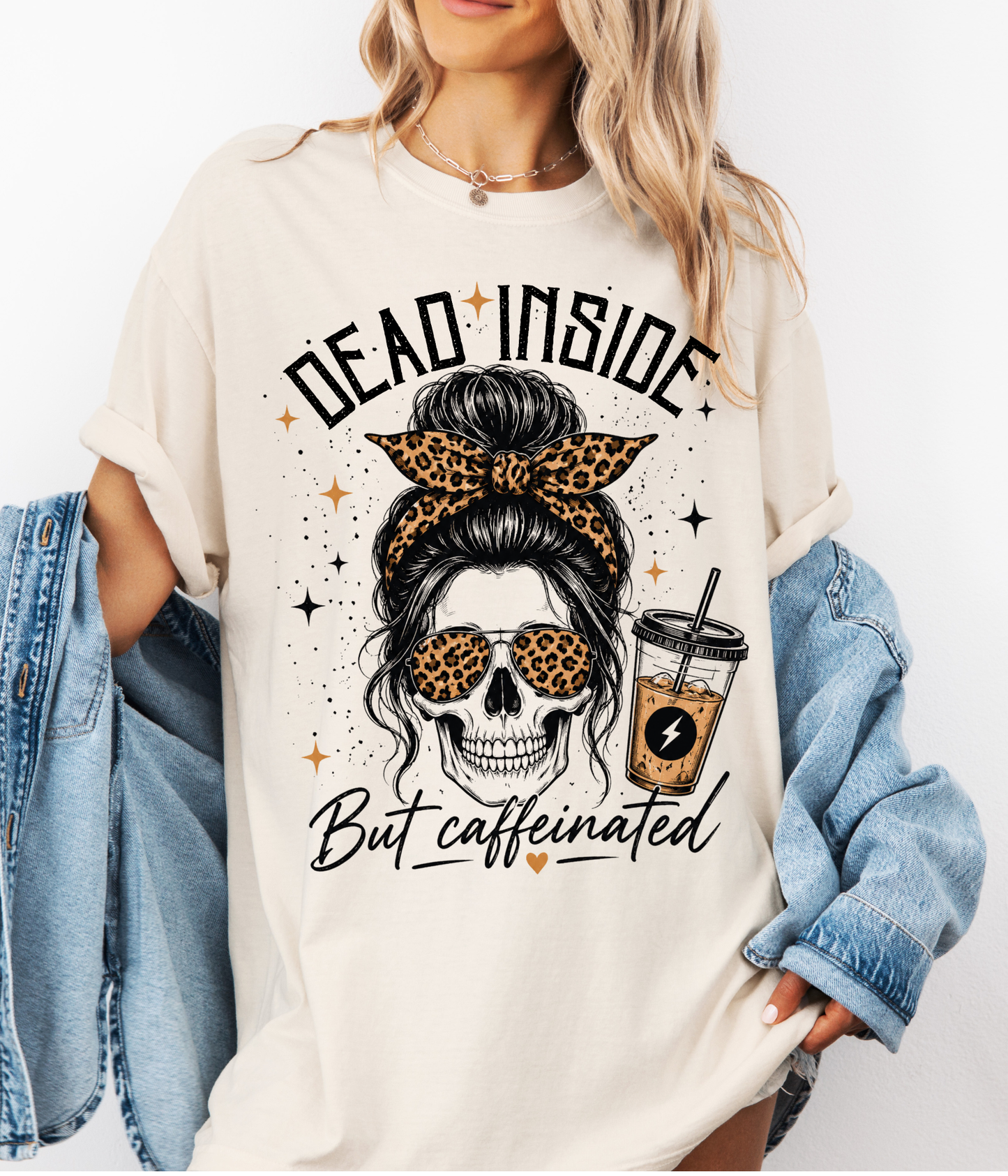 Dead Inside But Caffeinated | Funny Halloween Coffee Graphic Tee