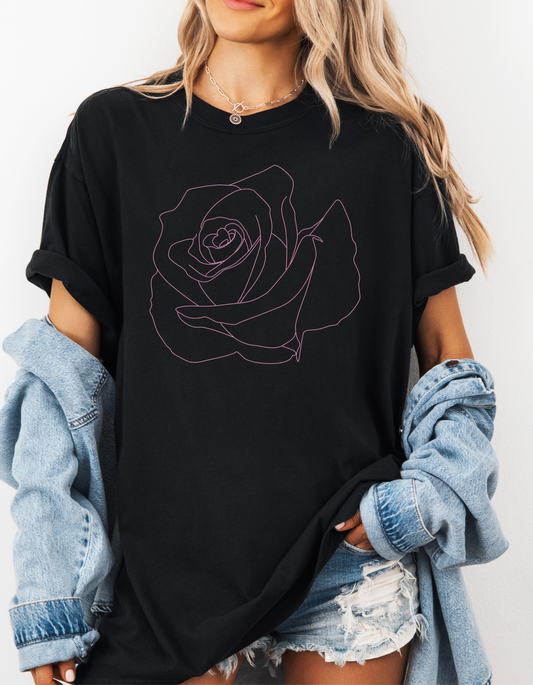 Rose Outline Graphic Tee