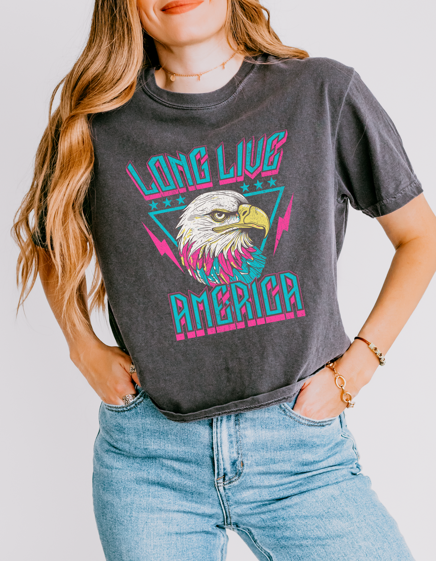 Long Live America Crop light Graphic Tee