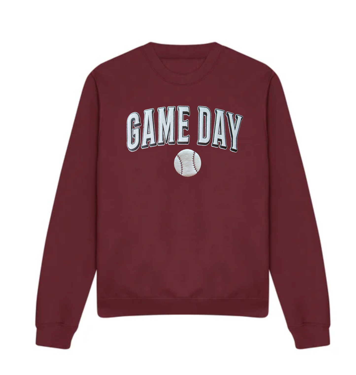 Baseball Game Day Sweatshirt – 3D Puff Print Game Day Crewneck, Baseball Mom Shirt, Team Spirit Fan Pullover, Custom Color Gift