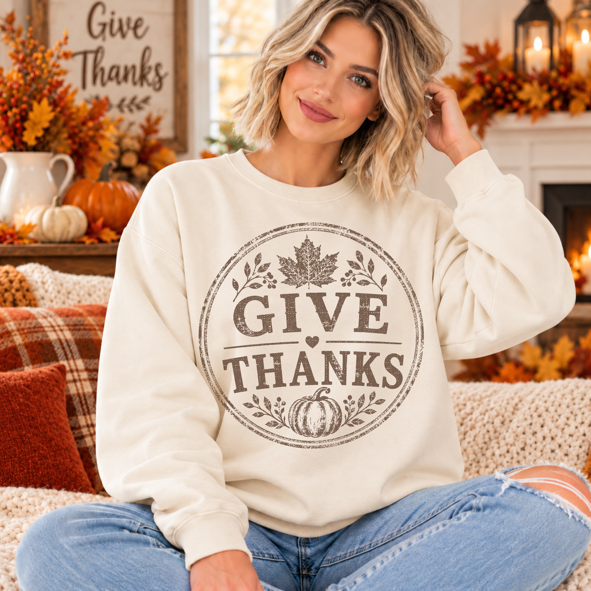 Unisex garment-dyed fleece crewneck sweatshirt