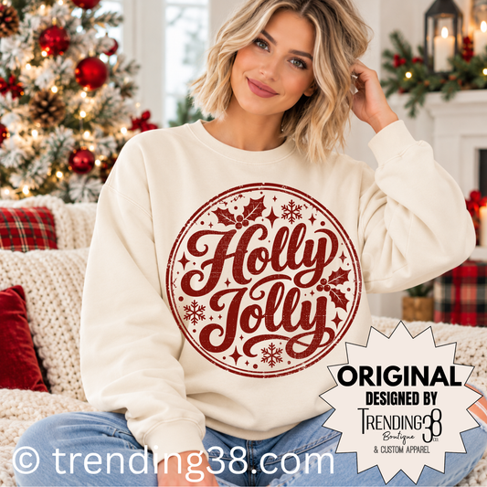 Holly Jolly Christmas Sweatshirt | Vintage Comfort Colors Crewneck