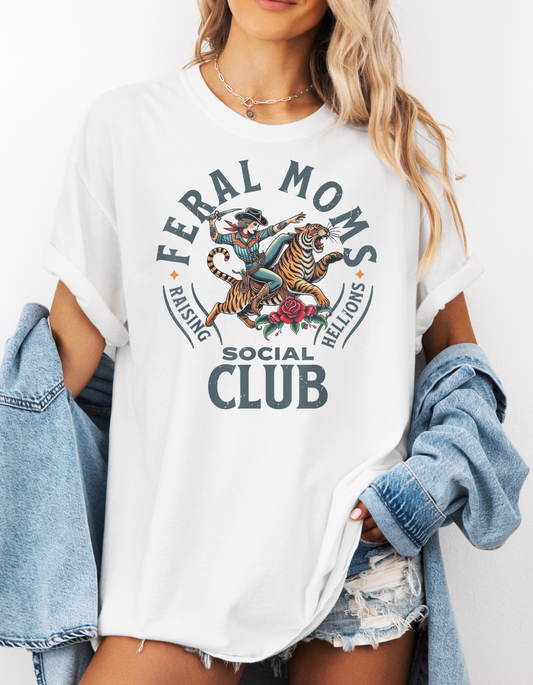 Feral Moms social club graphic tee