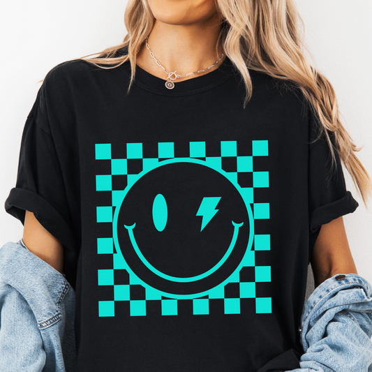 Checkers Smiley Face Graphic Tee