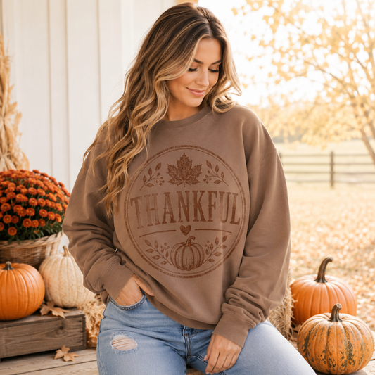 Thankful Comfort Colors Sweatshirt | Vintage Fall & Thanksgiving Crewneck
