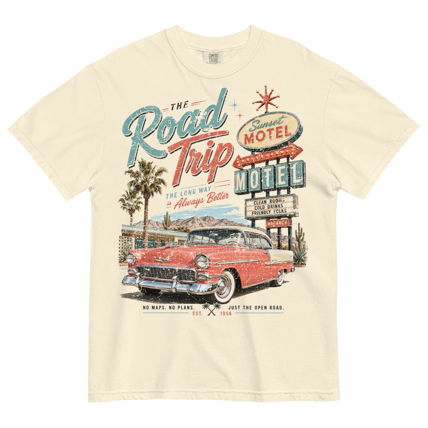 The Road Trip Graphic Tee | Vintage California Motel & Classic Car Shirt