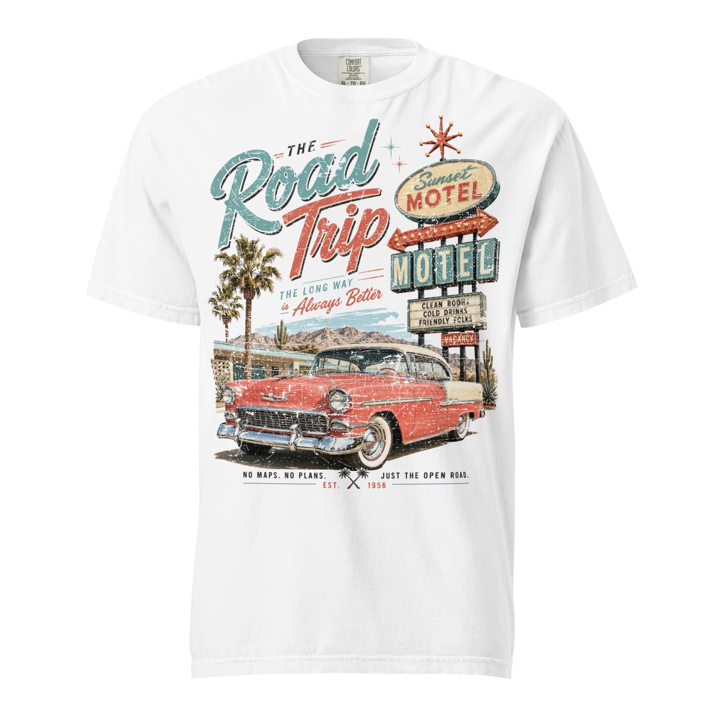 The Road Trip Graphic Tee | Vintage California Motel & Classic Car Shirt