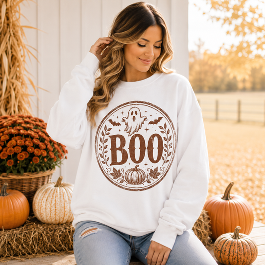 Boo Ghost Comfort Colors Sweatshirt | Vintage Halloween Crewneck