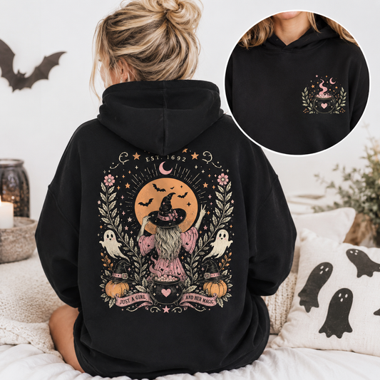 Just a Girl and Her Magic Oversized Halloween Hoodie