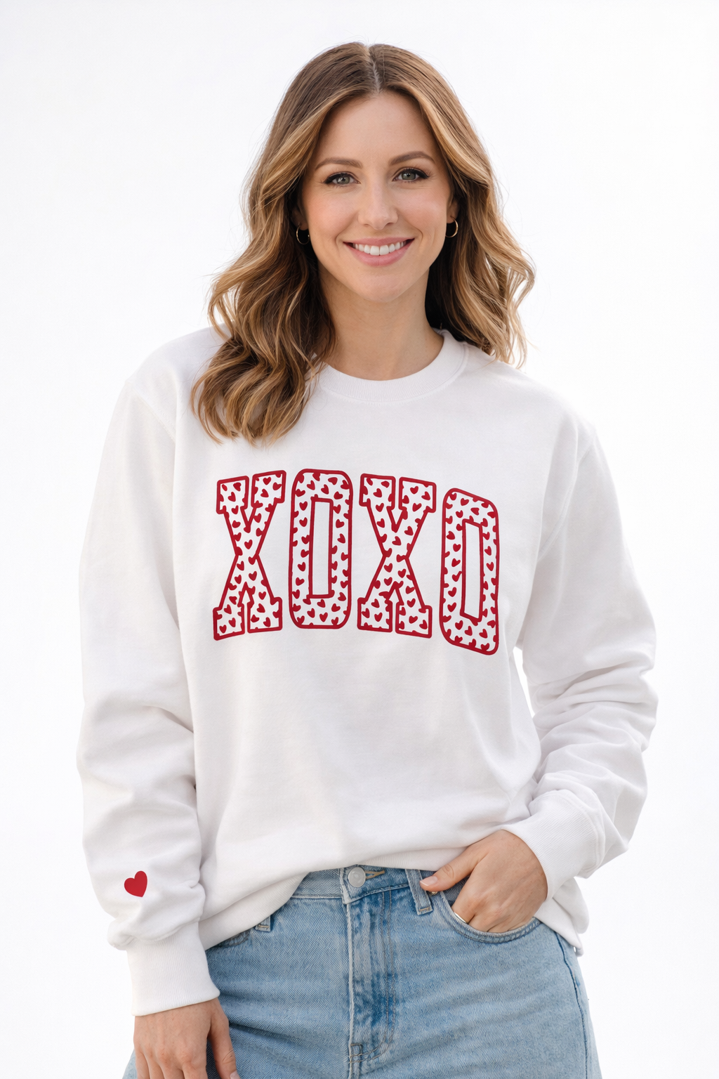 XOXO Heart Puff Print Sweatshirt