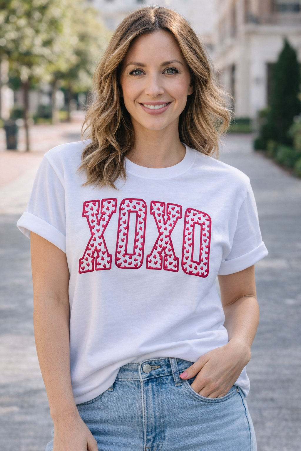 XOXO Heart Puff Print Graphic Tee